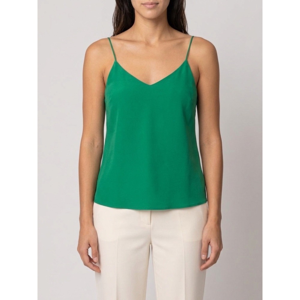 Active USA Women's Green V-Neck Spaghetti Strap Cami Lightweight Woven M